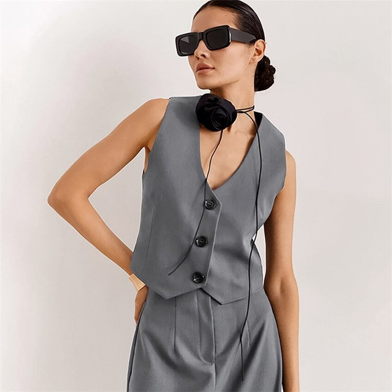 High-Waisted V-Neck Slim Fit Dress in Solid Color