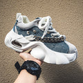 Men's Elevated Denim Sneakers - Thick Sole Casual Shoes with Height Boost