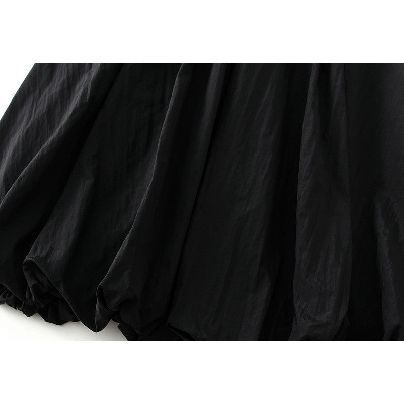Sure! Here is an optimized title for your clothing product in English:

"Chic Solid Color Elastic Waist A-Line Lantern Sk