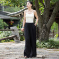 Elastic Waist Wide Leg Pants In Solid Color