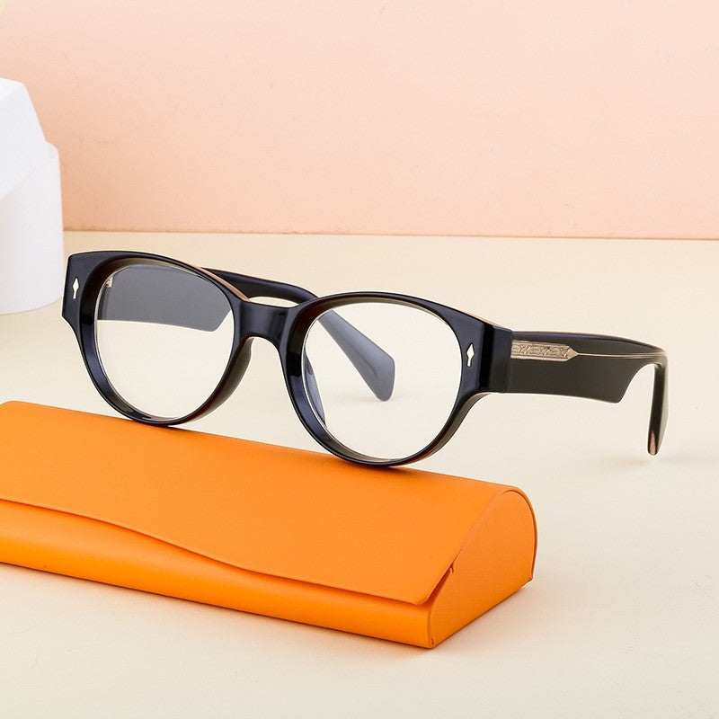 Fashion Cat Eye Acetate Insertion Clear Lens Glasses