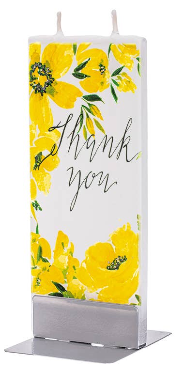 Flatyz Thank You Yellow Floral Print Candle