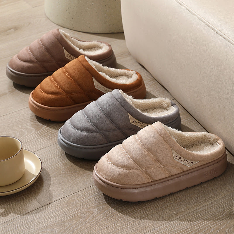 Plush Winter Slippers for Women & Men - Warm Indoor House Shoes with Thick EVA Sole & Non-Slip Grip