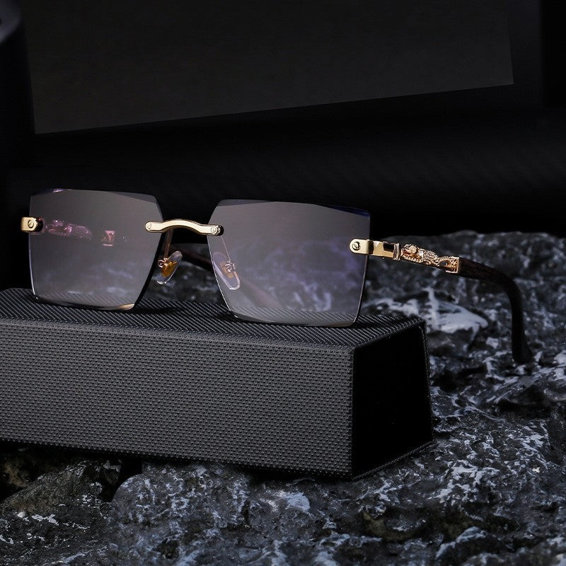 Fashion Retro Frameless UV400 Sun Protection Outdoor Sunglasses