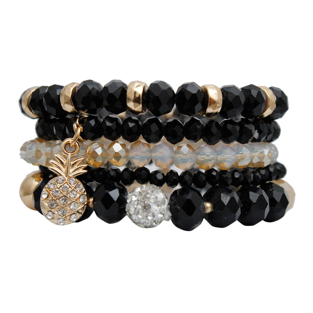 Charm Bracelets with Black Pineapple Pendant – Trendy Fashion Jewelry Accessory