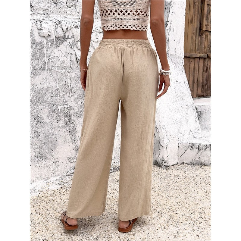 Wide-Leg Solid Color Casual Pants for Comfortable and Relaxed Look