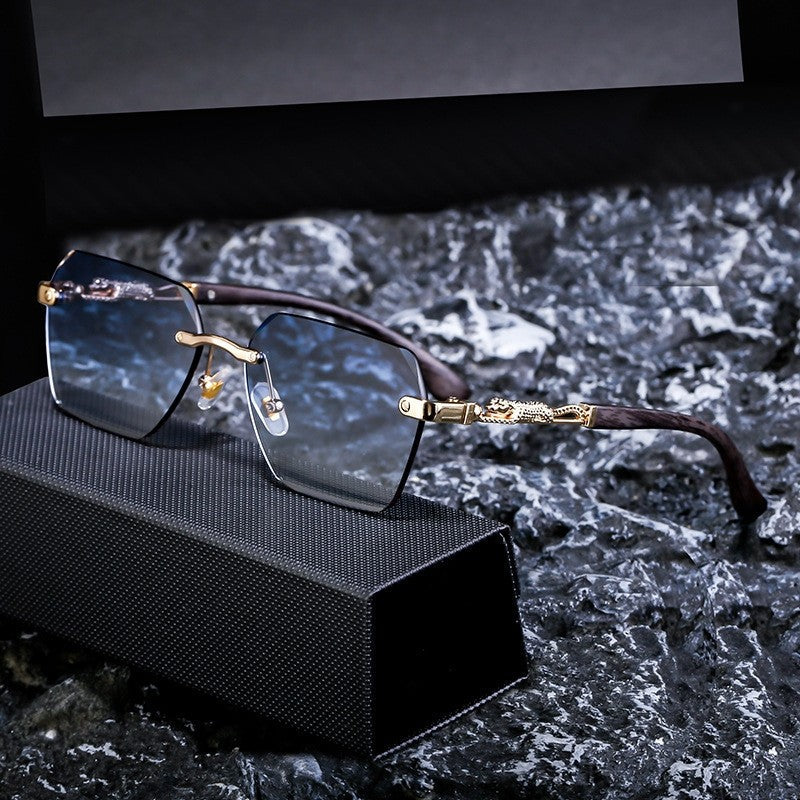 Fashion Retro Frameless UV400 Sun Protection Outdoor Eyewear Sunglasses