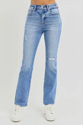 Full Size Distressed High-Rise Ankle Straight Jeans
