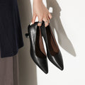 Women's Pointed-Toe Kitten Heel Pumps | Washed Full-Grain Cowhide Office Shoes