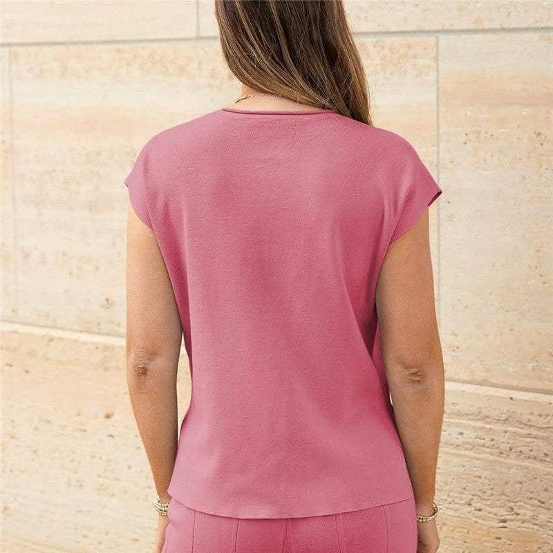 Knitted Sleeveless Vest with Matching Wide Leg Pants Set