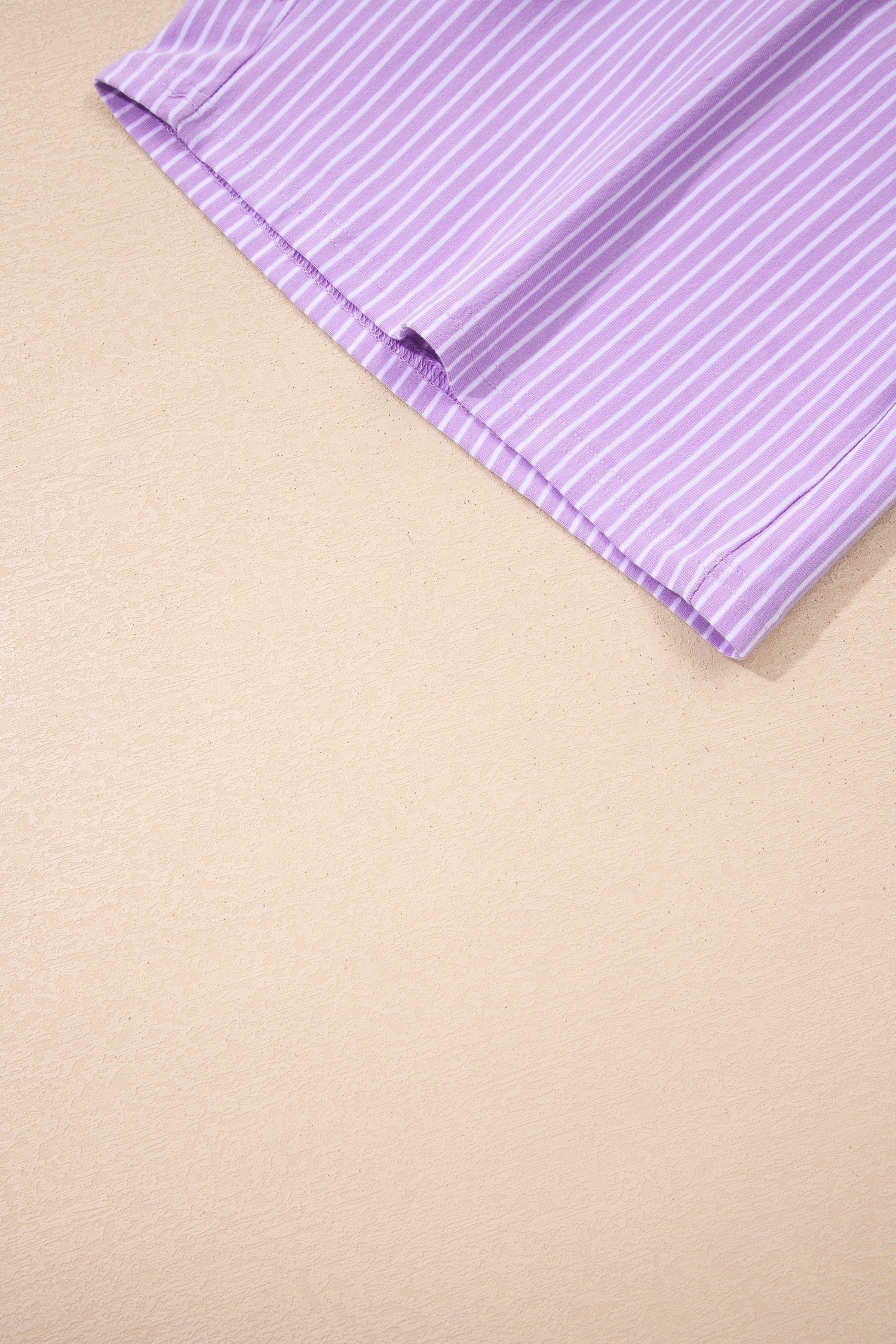 Purple Stripe Dolman Sleeve Polo Shirt and Drawstring Shorts Set