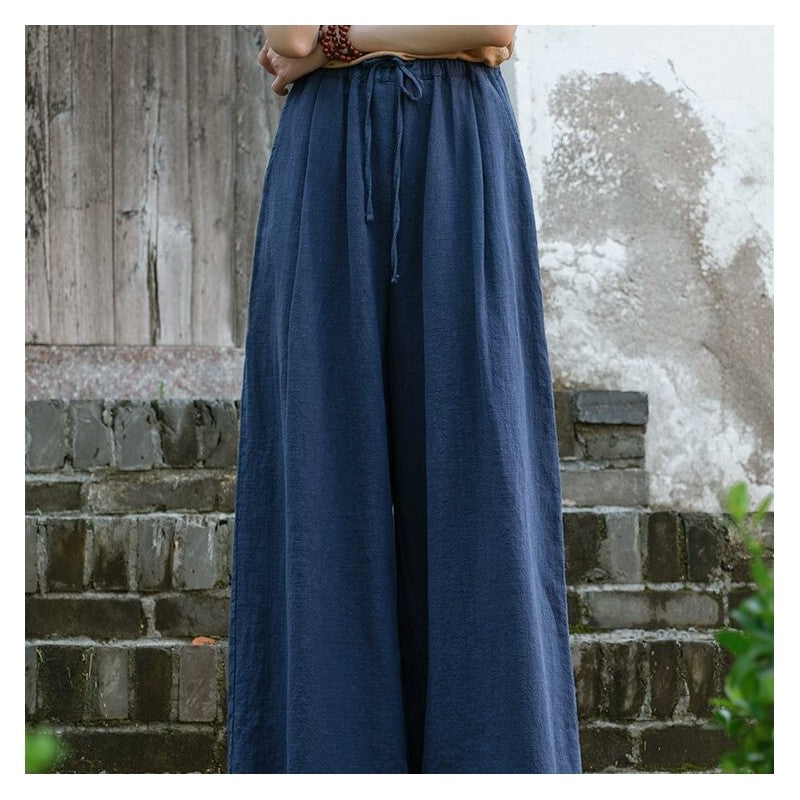 Elegant Tie-Waist Wide-Leg Pants in Solid Color