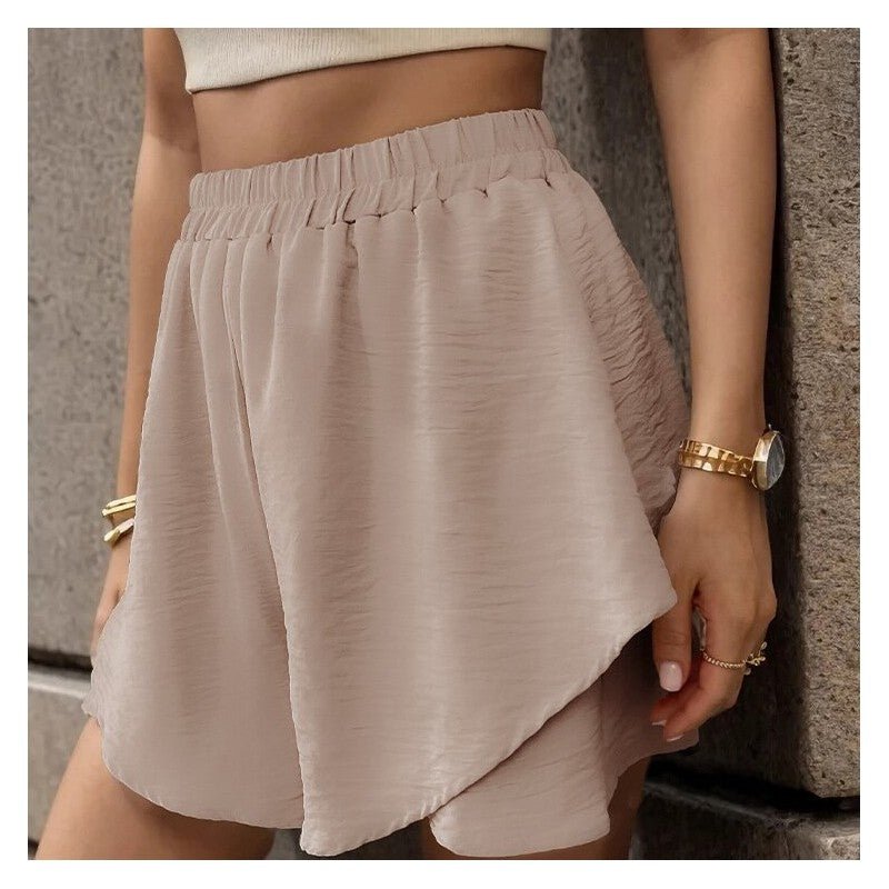 Stylish High-Waisted Layered Solid Color Shorts