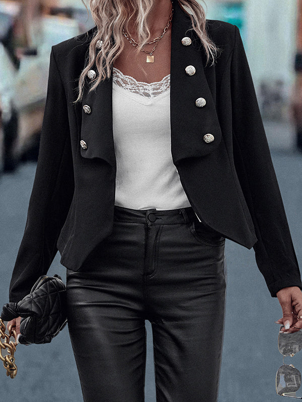 Long Sleeves Skinny Buttoned Split-Joint Lapel Blazer Outerwear