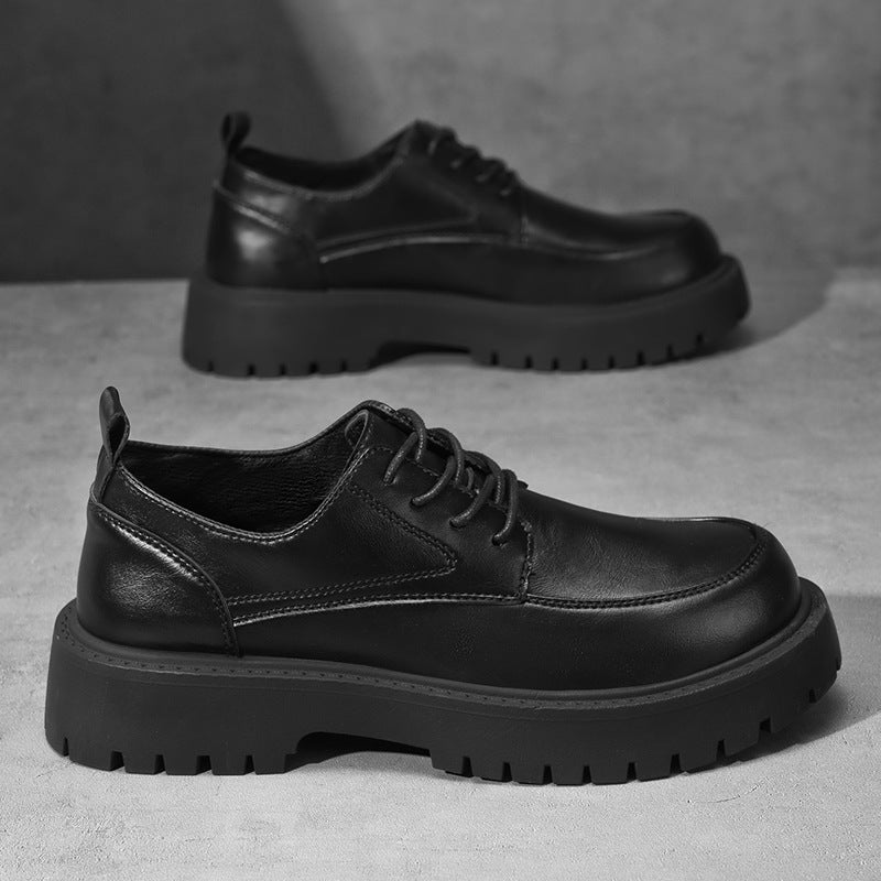Men's British-Style Dress Shoes | Soft PU Leather Round Toe Height-Increasing Casual Shoes