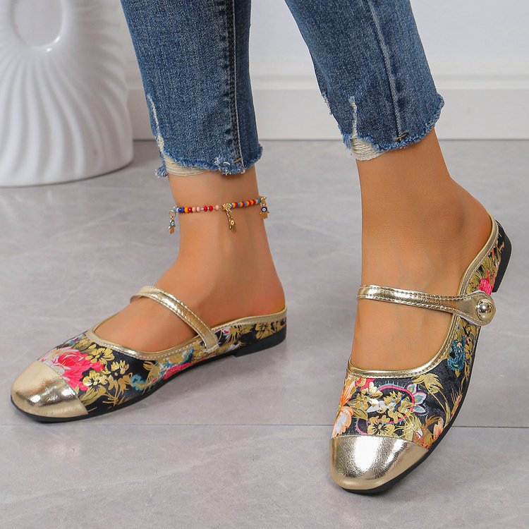 Women's Floral Slide Sandals - Stylish Summer Footwear with Buckle Detail
