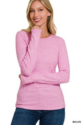 Ribbed Long Sleeve Round Neck T-Shirt