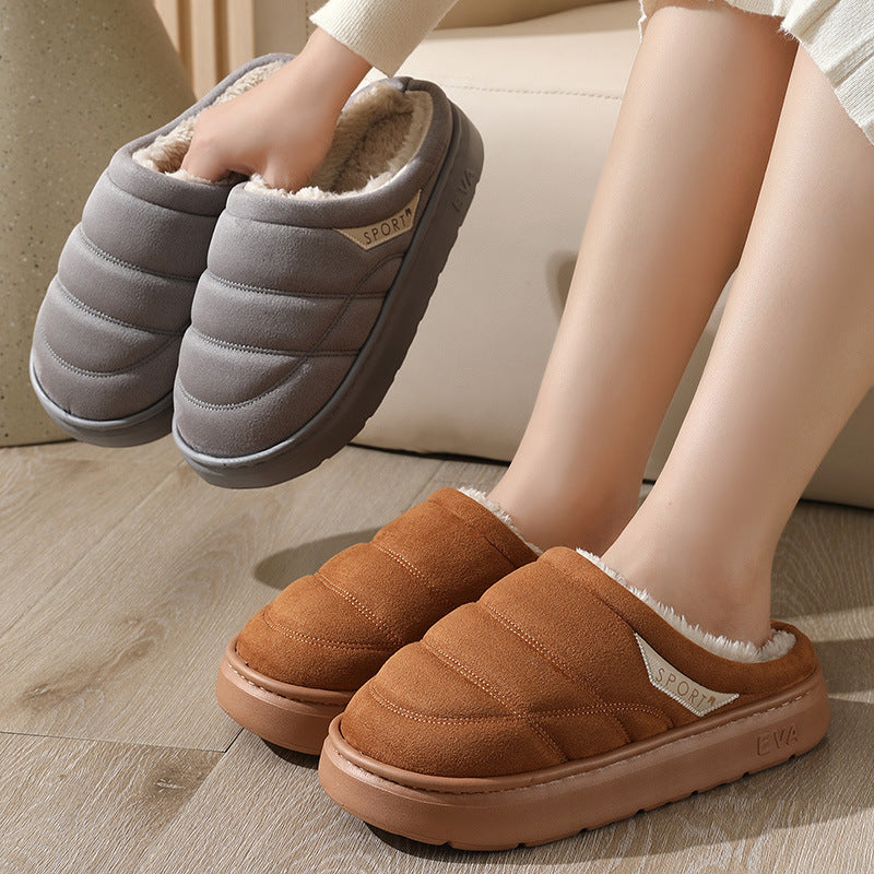 Plush Winter Slippers for Women & Men - Warm Indoor House Shoes with Thick EVA Sole & Non-Slip Grip