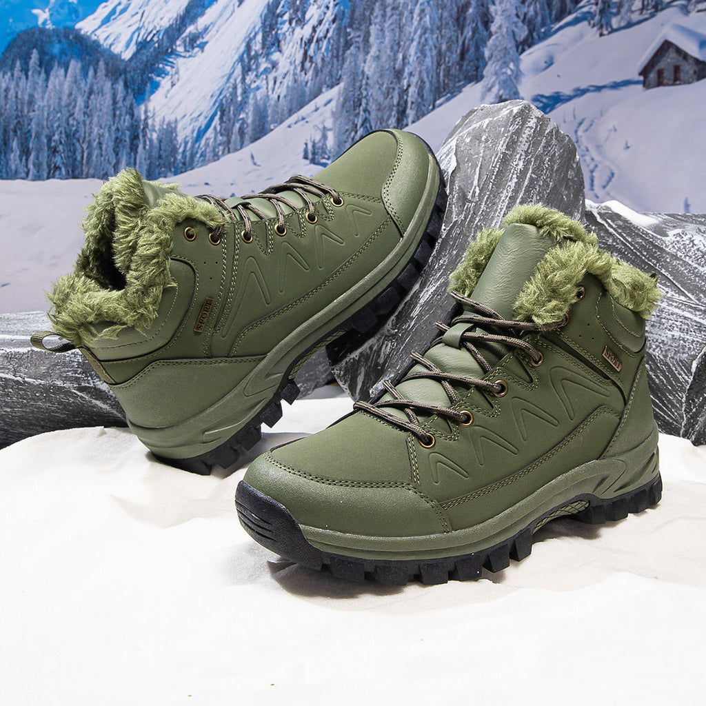 Men's Plus-Size High-Top Fleece-Lined Thermal Shoes | Warm Winter Cotton Sneakers