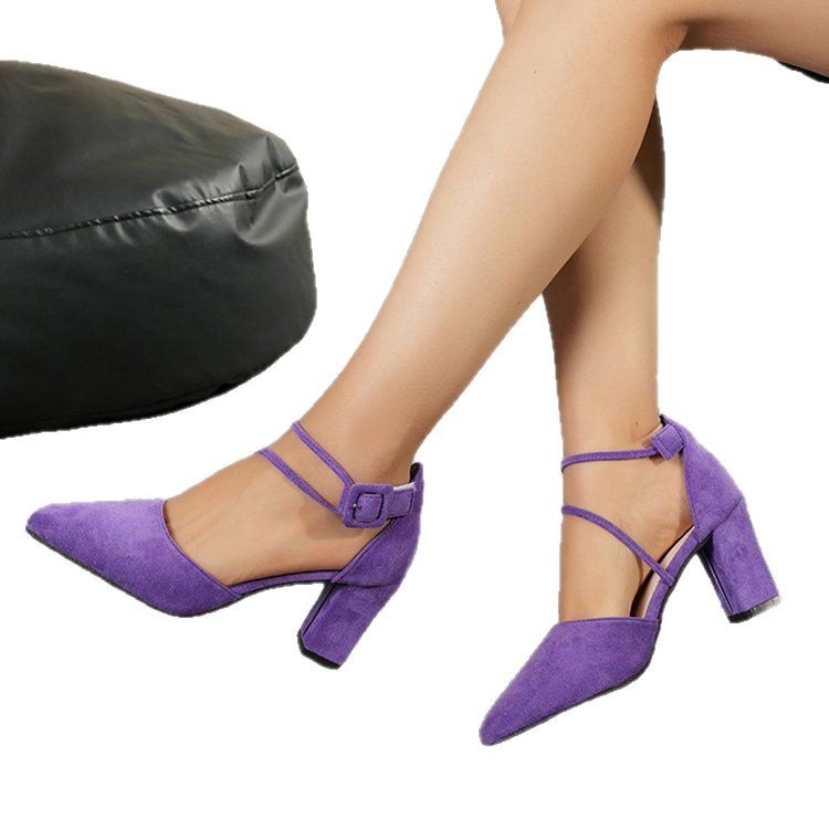 Women's Pointed Toe Buckle Strap High Heel Sandals – Korean Fashion PU Stiletto Heels