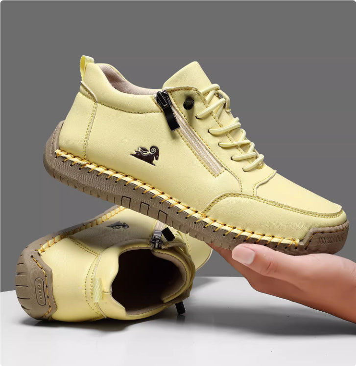 Women's Handmade Stitching Flat Shoes – Soft Sole Casual Lace-Up Flats