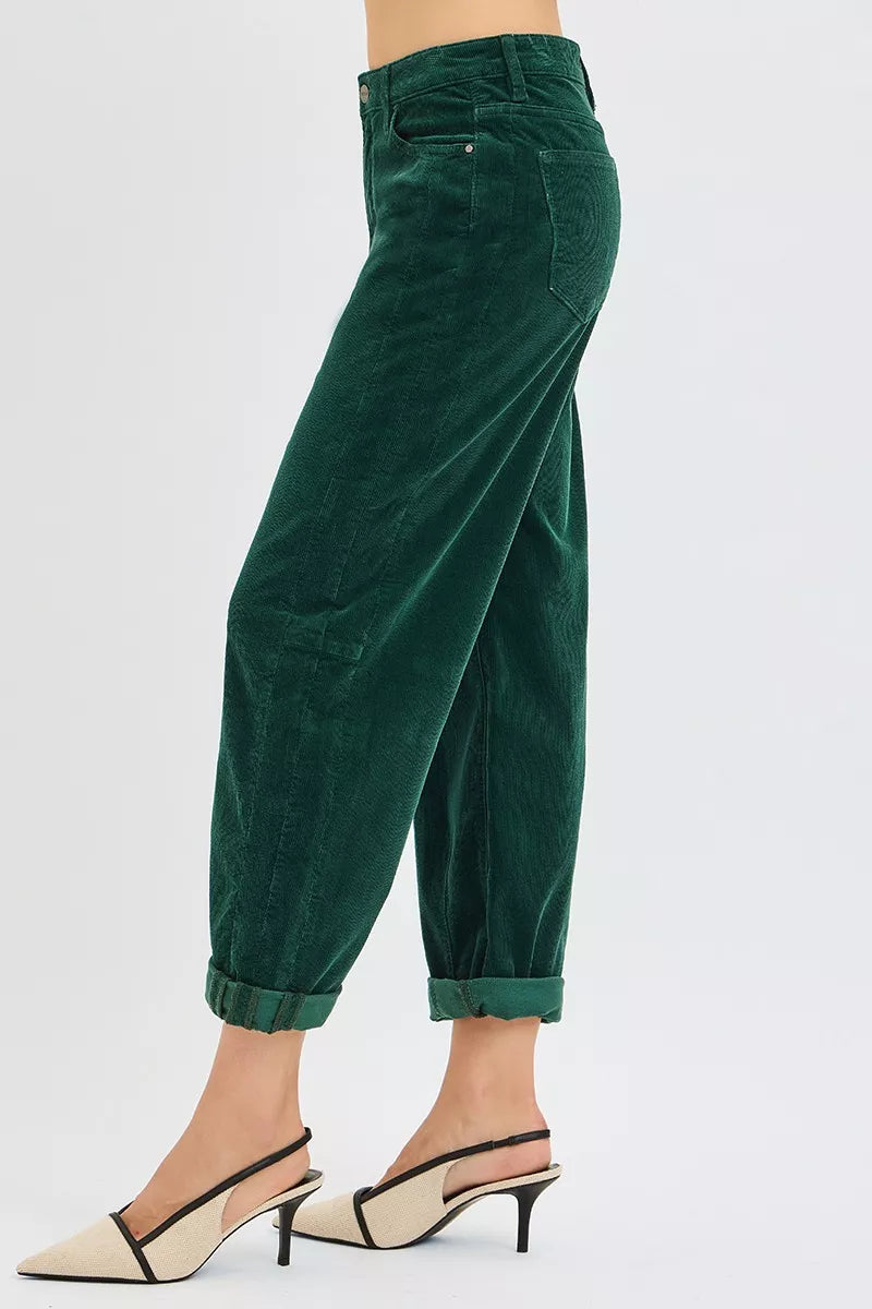 High Rise Crop Barrel Cordurory Pants