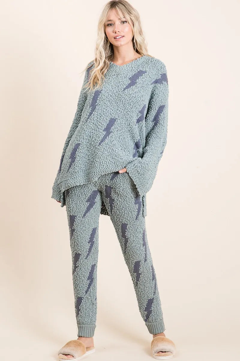 Cozy Soft Hairy Popcorn Sweater Pants
