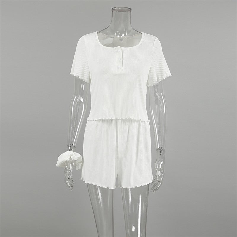 Solid Color Tank Top and Shorts Lounge Set