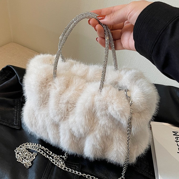 Women's Cloud-Shaped Plush Mini Handbag – Faux Fur Novelty Bag