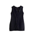 Denim Mini Dress with Sleeveless Design and Drawstring Waist