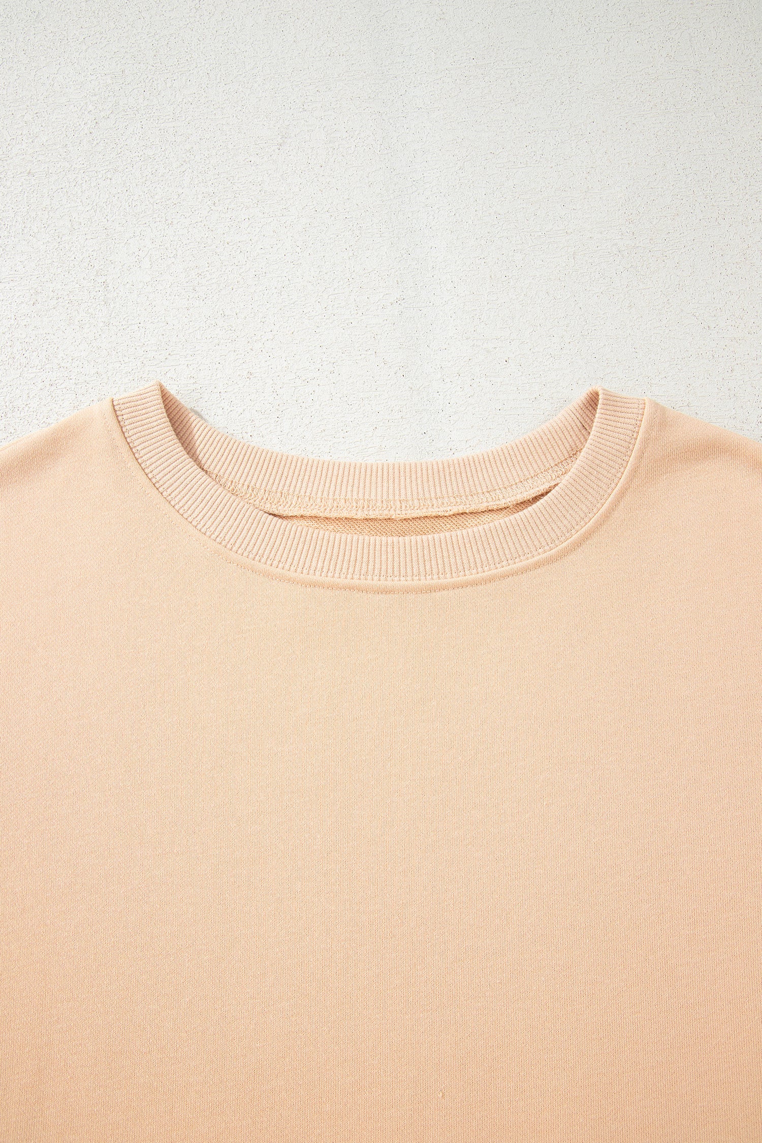 Beige Color Block Patchwork Split Hem Casual Sweatshirt