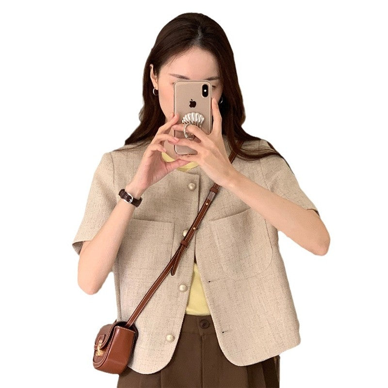Stylish Solid Color Single-Breasted Blouse