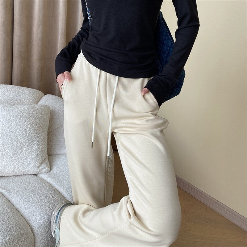 High-Waisted Flared Trousers with Floor-Length Hem