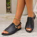 Peep-Toe Buckle Sandals
