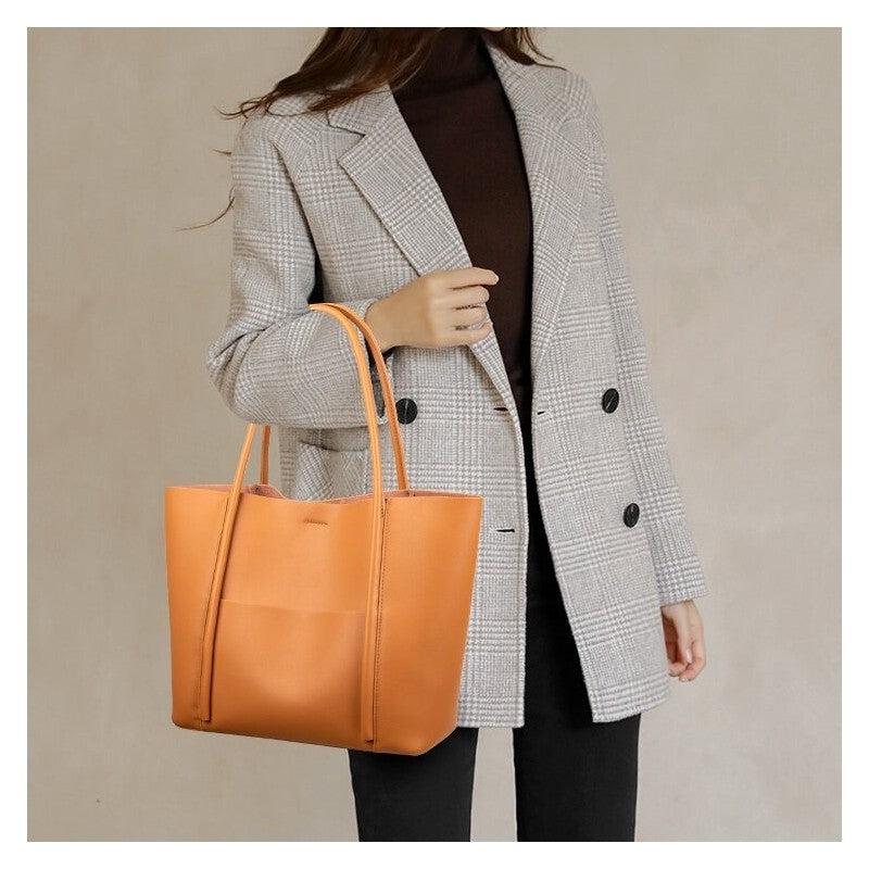 High Capacity Minimalist Genuine Leather Shoulder Bag