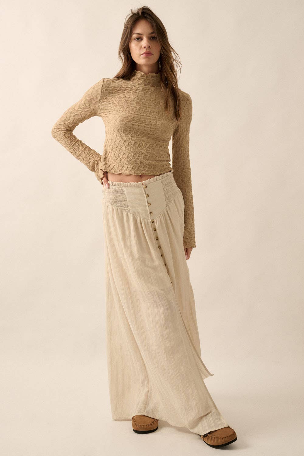 Geometric-Lace Knit Top