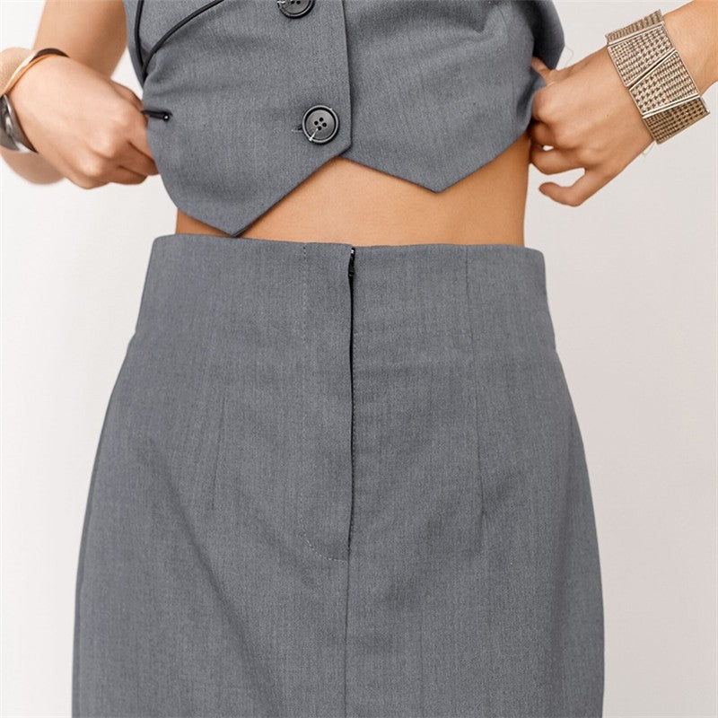 High-Waisted V-Neck Slim Fit Dress in Solid Color