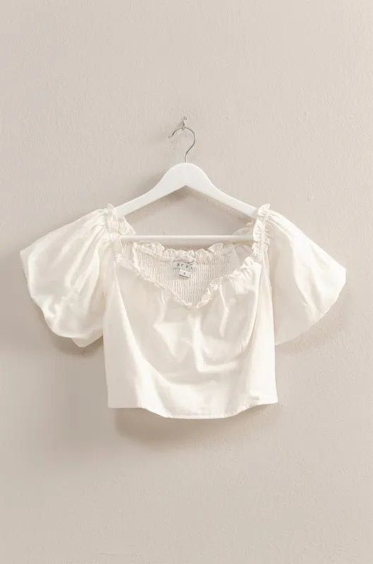 Puff Sleeve Sweetheart Neck Top