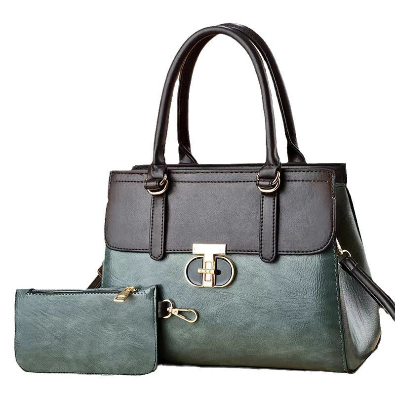 Women's Two-Piece PU Leather Shoulder Bag Set | Crossbody Handbag + Mini Coordinating Bag