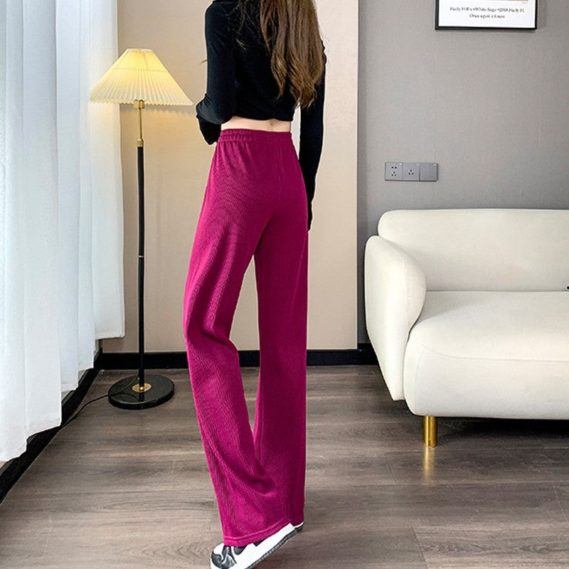 Drawstring Casual Loose Pants in Solid Color Straight Leg
