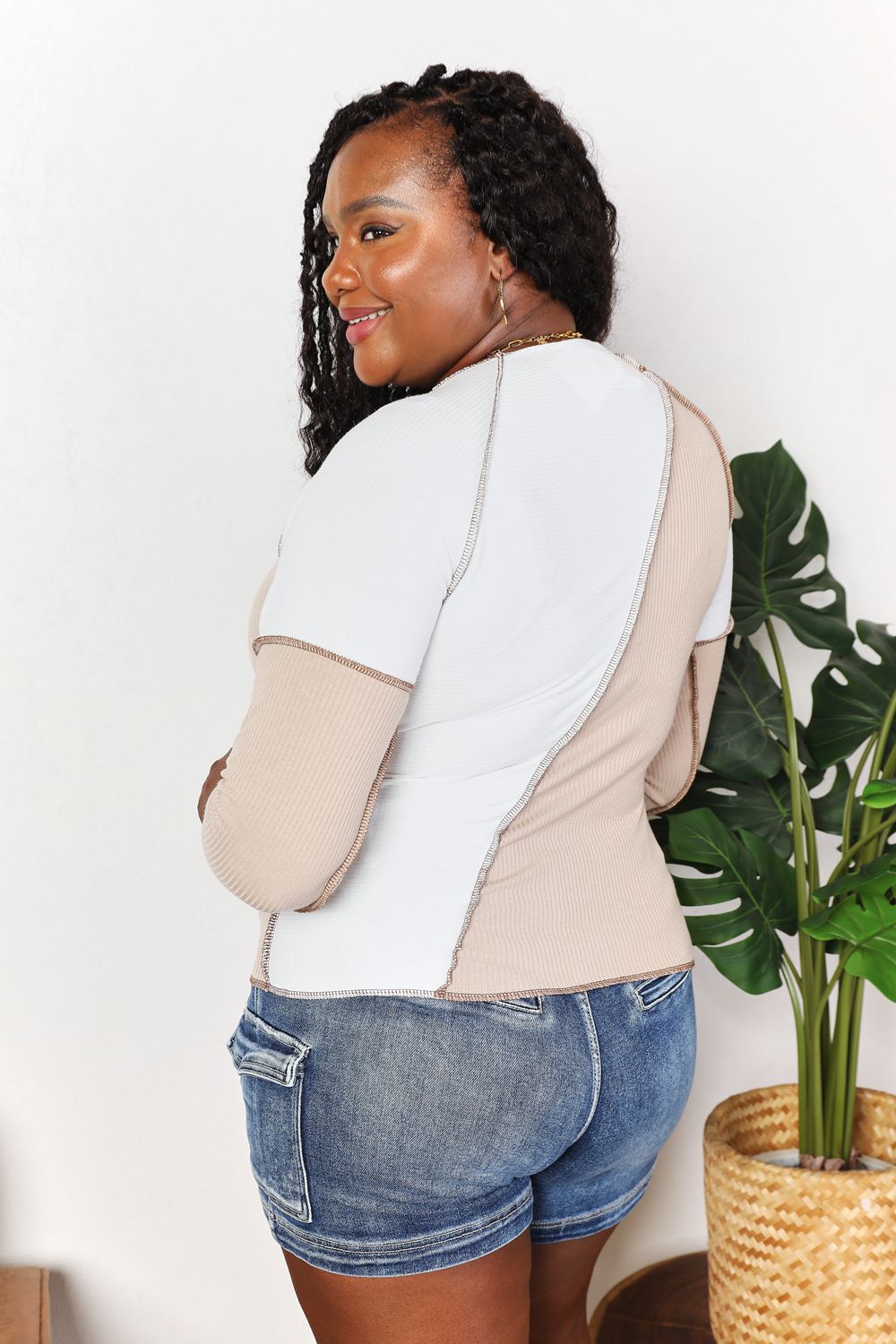 I am a Fashion Junky Color Block Exposed Seam Top