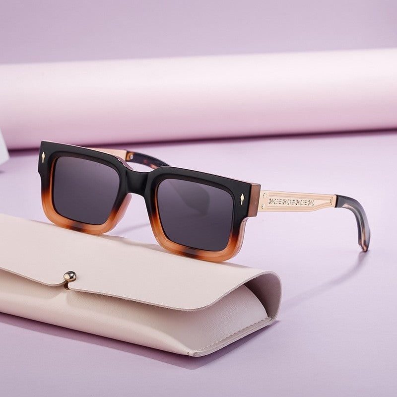 UV400 Unisex Full Square Frame Polarized Retro UV Protection Sunglasses