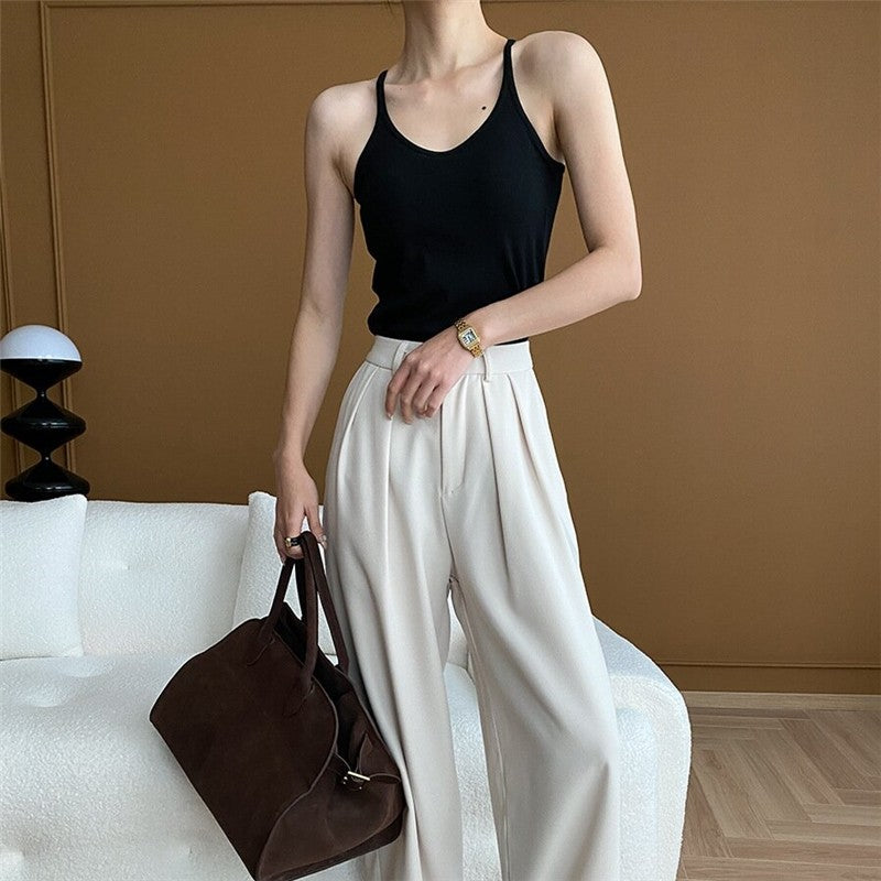 Padded Spaghetti Strap Tank Top with Thread Detail