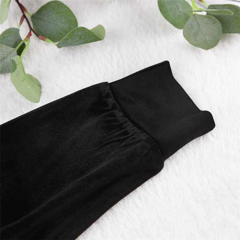 Velour Lounge Set: Solid Color Long Sleeve Crewneck Top and Pants