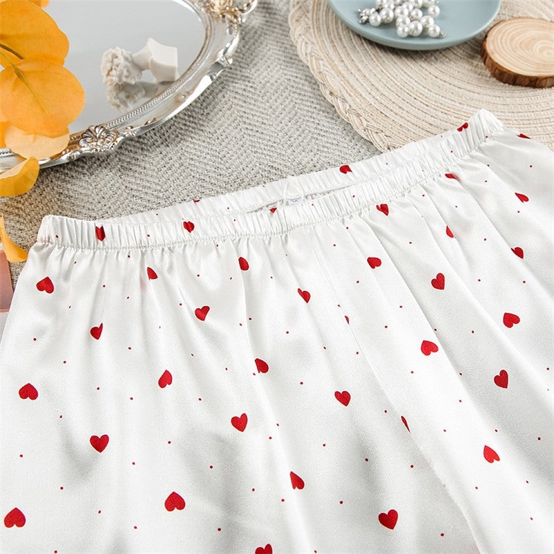 Printed Collar Long Sleeve Pajama Set