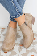 Philippine Gray Tulip Opening Suede Ankle Boots