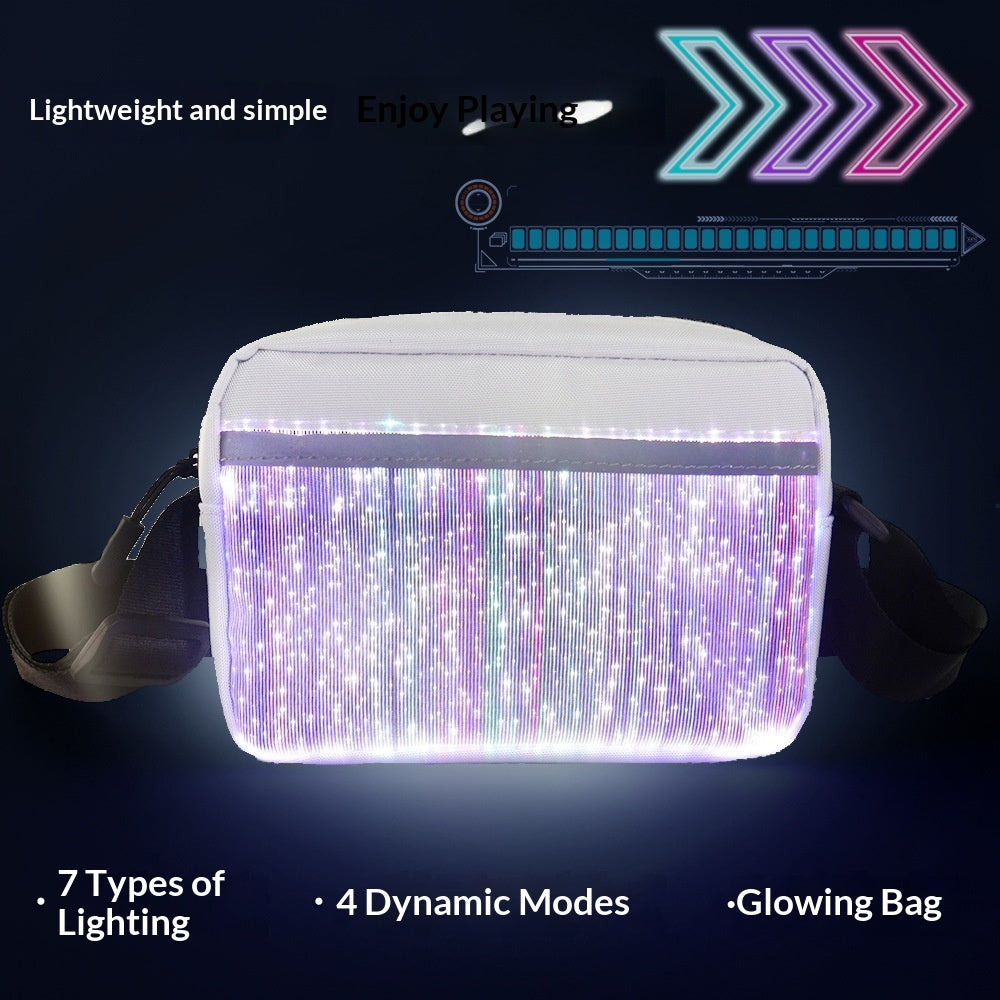 LED Luminous Shoulder Bag - Colorful Light-Up Crossbody with Shooting Stars Pattern