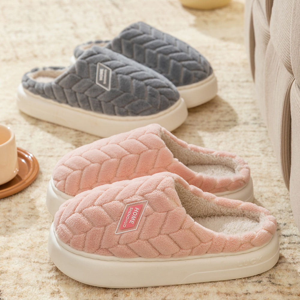 Winter Plush Slippers | Non-Slip Thick Sole Fleece House Shoes for Women & Men