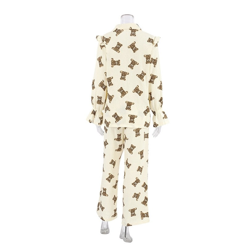 Relaxed Cotton Linen Long Sleeve Top and Pants Set