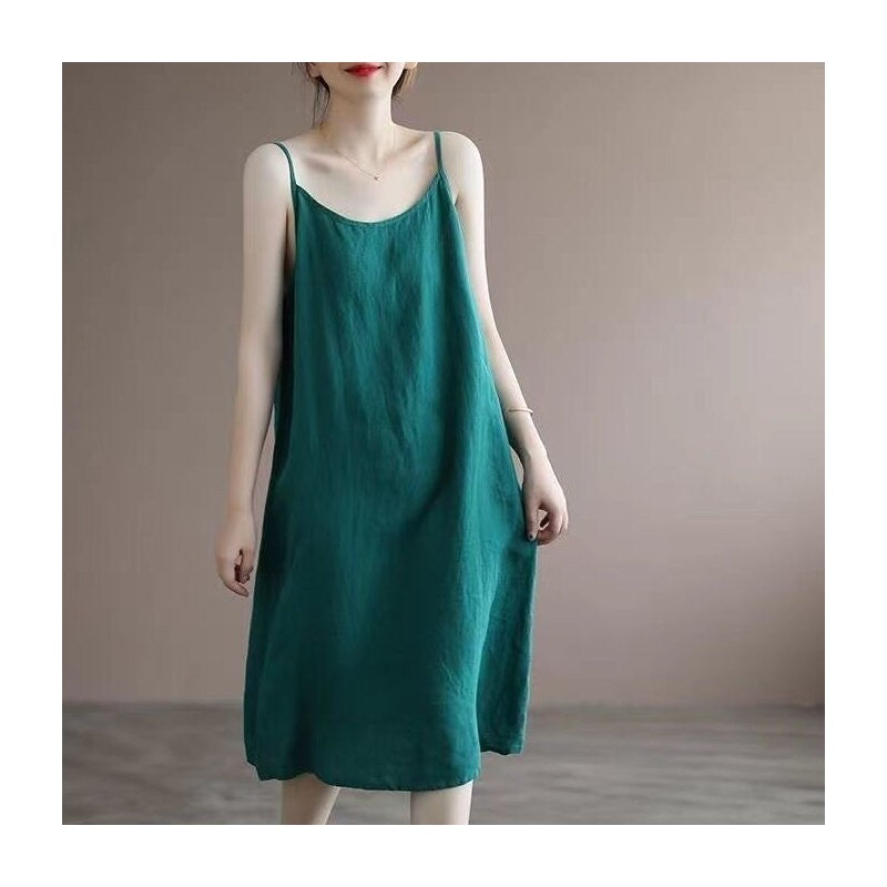 Halter Neck Sleeveless Loose Fit Midi Skirt
